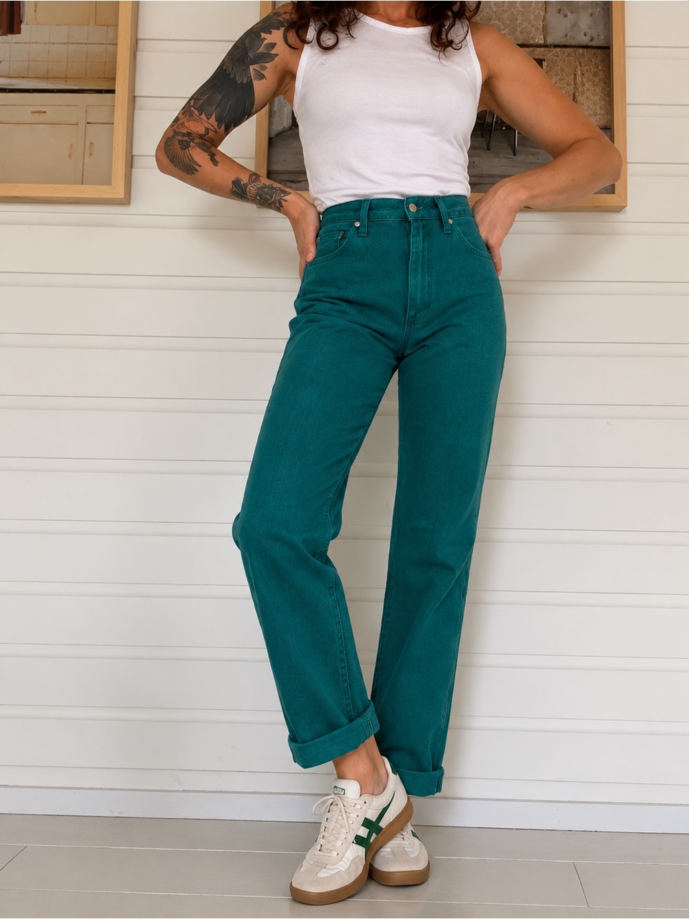 Vintage teal wrangler mom jeans